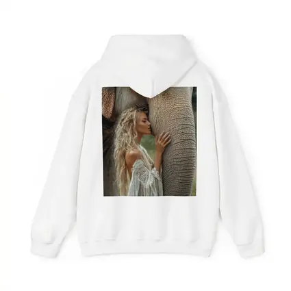 Woman With Elephant Boho White Dress