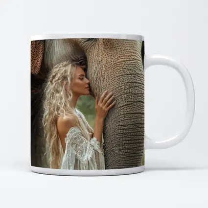 Woman With Elephant Boho White Dress