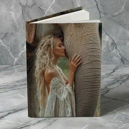 Woman With Elephant Boho White Dress