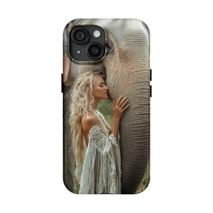Woman With Elephant Boho White Dress