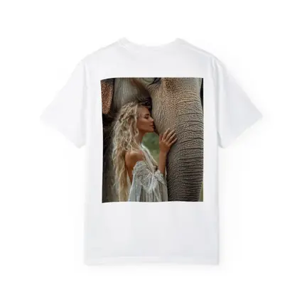 Woman With Elephant Boho White Dress