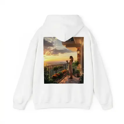 Woman on Balcony Golden Sunset City View