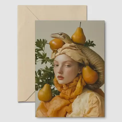 Woman With Lizard Pears Surreal Fashion Portrait
