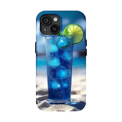 Blue Cocktail With Lime On Beach