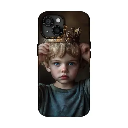 Young Boy Placing Crown Dark Background