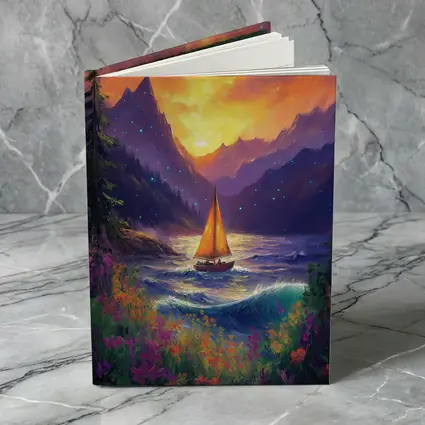 Sailboat Mountain Lake Oil Painting Art