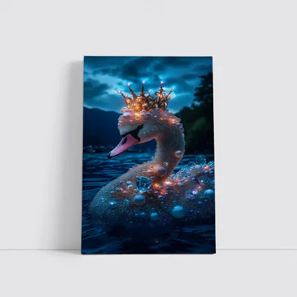 Royal Swan Crown Pearls Blue Night Lake