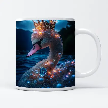 Royal Swan Crown Pearls Blue Night Lake