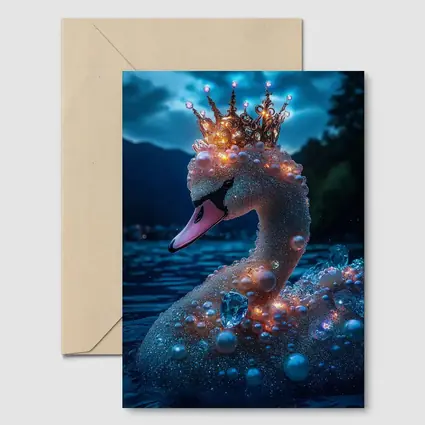 Royal Swan Crown Pearls Blue Night Lake
