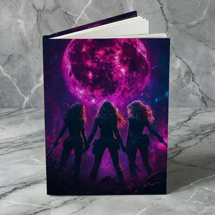 Three Warrior Women Neon Pink Moon