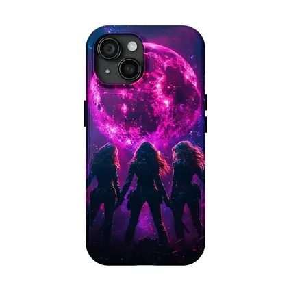 Three Warrior Women Neon Pink Moon