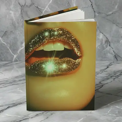 Gold Glitter Lips Close Up Portrait