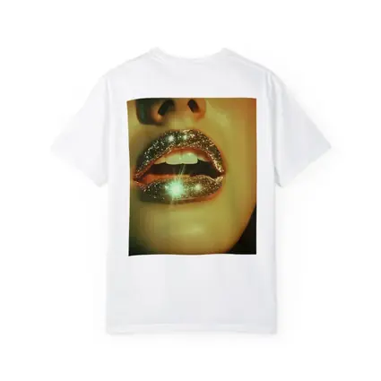 Gold Glitter Lips Close Up Portrait