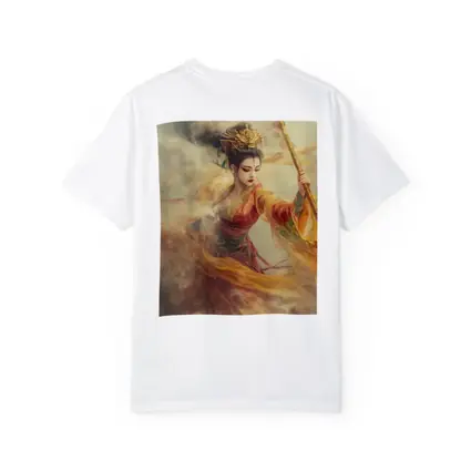 Chinese Warrior Goddess Golden Dragon Staff Art