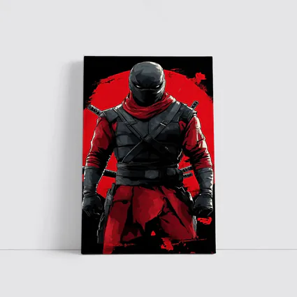 Red and Black Ninja Warrior Dark Background