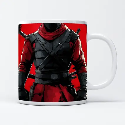 Red and Black Ninja Warrior Dark Background