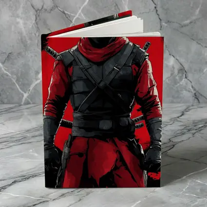 Red and Black Ninja Warrior Dark Background
