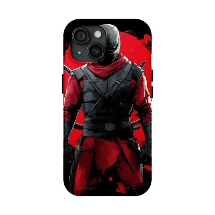 Red and Black Ninja Warrior Dark Background