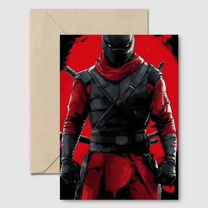 Red and Black Ninja Warrior Dark Background