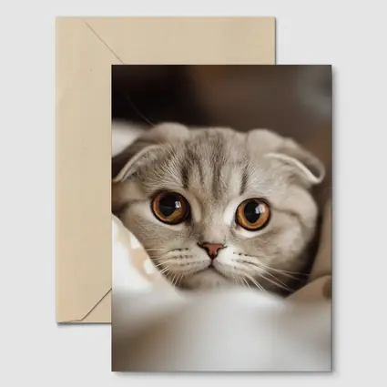 Scottish Fold Cat Close Up Soft Background