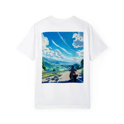 Anime Motorcycle Rider Open Road Landscape