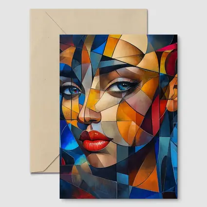Cubist Women Portrait Abstract Geometric Art