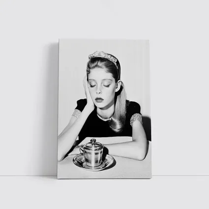 Dreamy Girl Black White Retro Photography Art