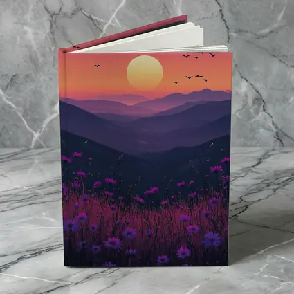 Purple Wildflowers Mountain Sunset Birds Sky