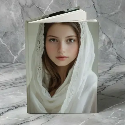 Young Woman White Lace Veil Portrait