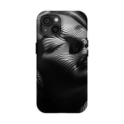 Woman Headphones Zebra Lines Black White