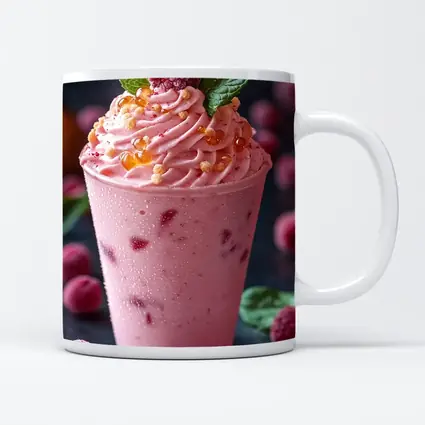 Raspberry Milkshake Pink Whipped Cream Dessert