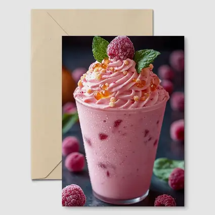 Raspberry Milkshake Pink Whipped Cream Dessert