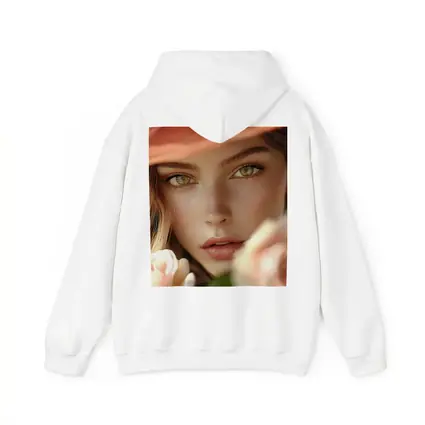 Green Eyes Woman Peach Hat Rose Portrait