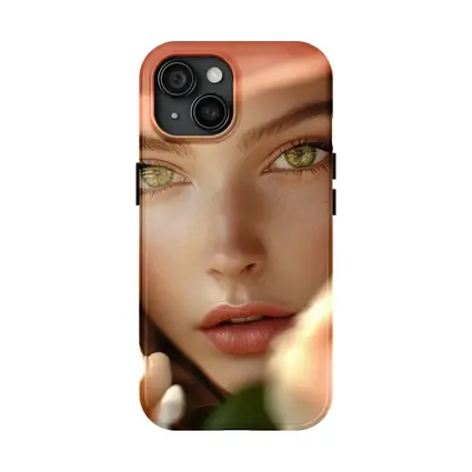 Green Eyes Woman Peach Hat Rose Portrait