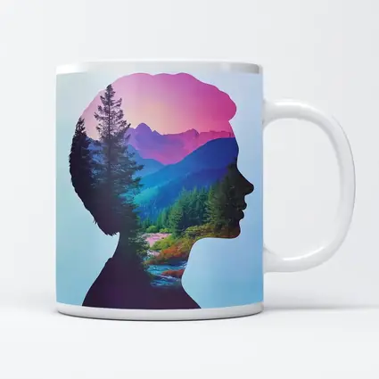 Woman Silhouette Double Exposure Mountain Forest