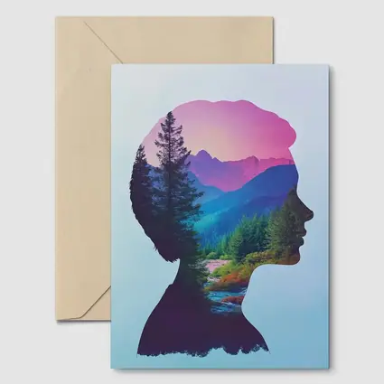 Woman Silhouette Double Exposure Mountain Forest
