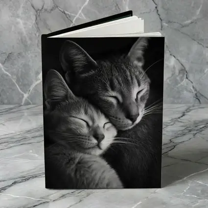 Two Cats Sleeping Together Black Background
