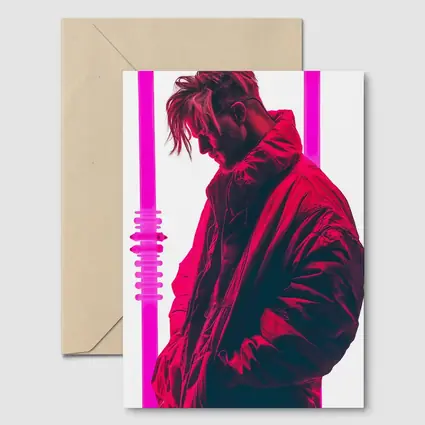 Man In Bomber Jacket Neon Pink Light