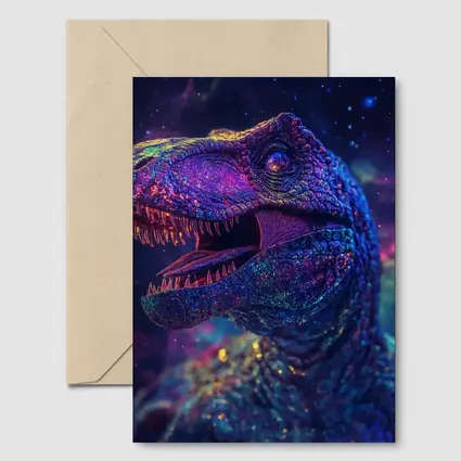 Cosmic Galaxy T-Rex Dinosaur Neon Space