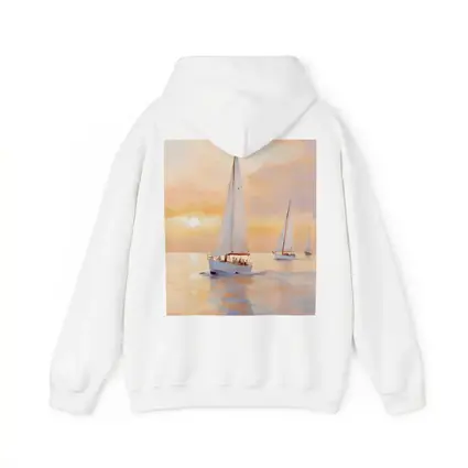 Sailboats On Calm Sea At Golden Sunset