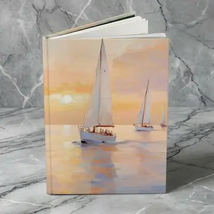 Sailboats On Calm Sea At Golden Sunset