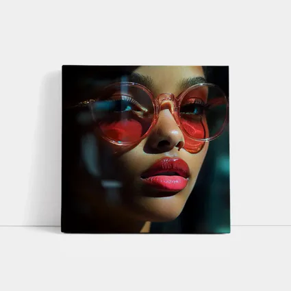 Woman Red Sunglasses Dark Dramatic Portrait