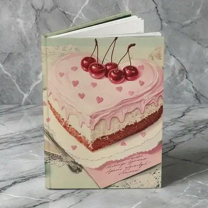 Heart Shaped Cherry Cake Vintage Illustration