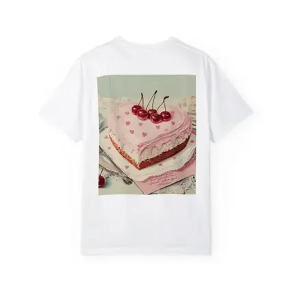 Heart Shaped Cherry Cake Vintage Illustration