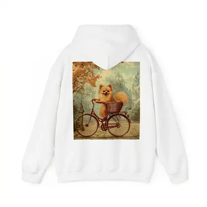 Pomeranian Dog Riding Bicycle Vintage Street
