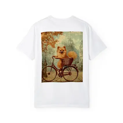 Pomeranian Dog Riding Bicycle Vintage Street
