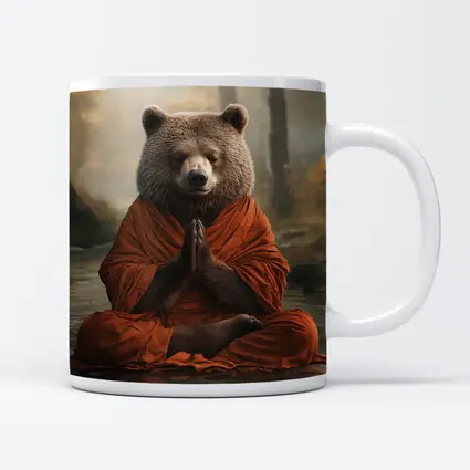 Meditating Bear Monk in Forest