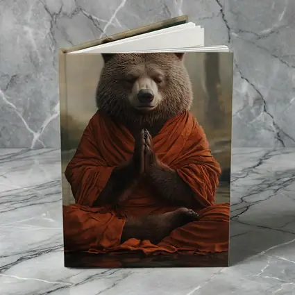 Meditating Bear Monk in Forest