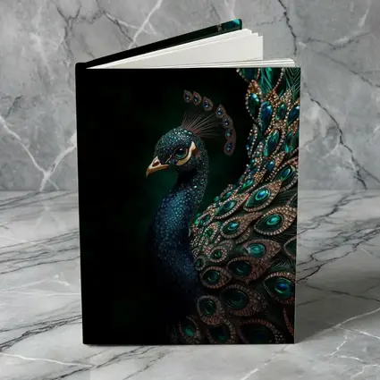 Jeweled Peacock Portrait On Dark Background