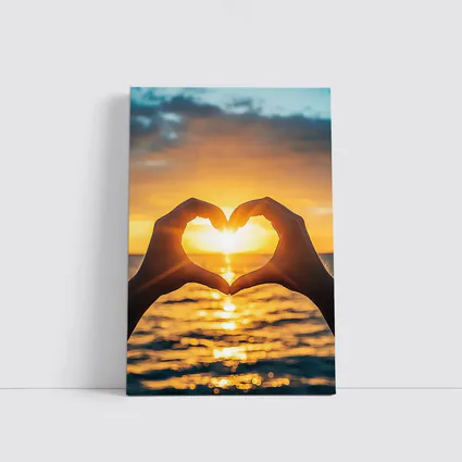 Heart Hands Silhouette Ocean Sunset Love